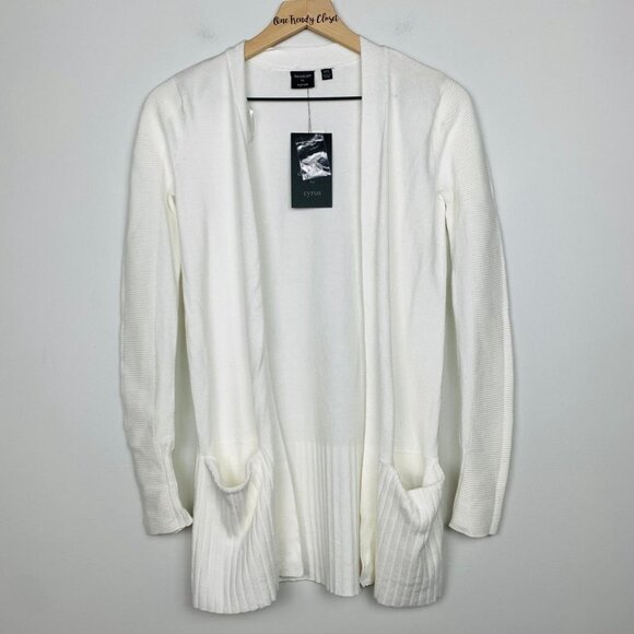 #10 Devotion by Cyrus | NWT Long Sleeve Ribbed Cozy Pocket Cardigan Zinc Oxide - Picture 3 of 8